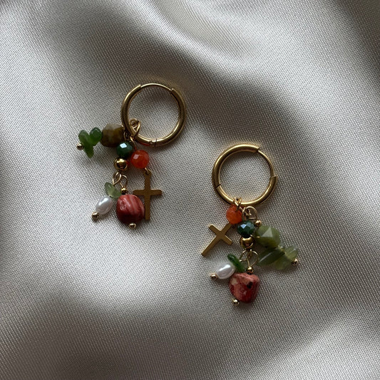 Oorringetjes kralen kruis